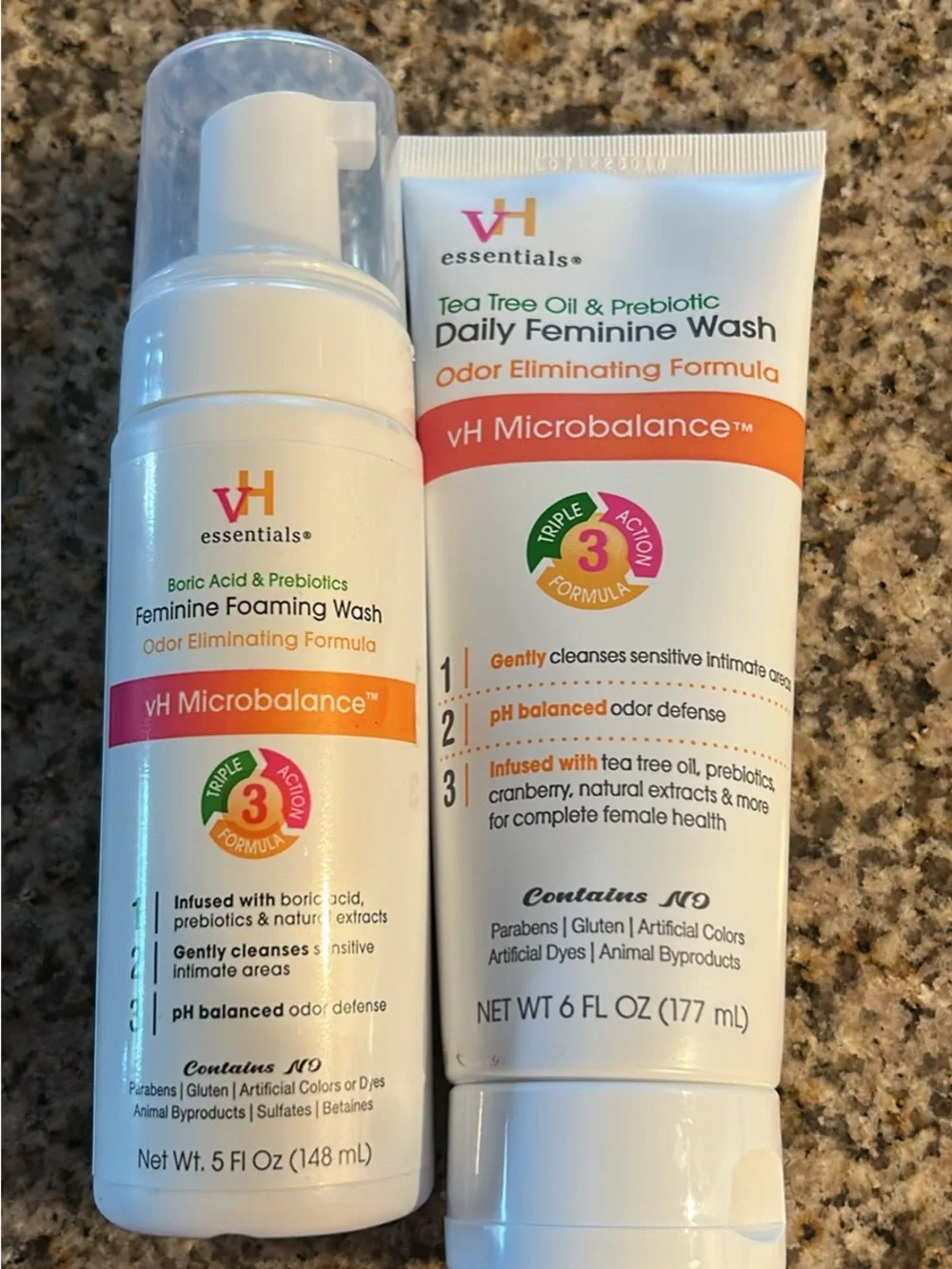 Essentials Daily Feminine Wash & Foaming Wash Duo - White with Orange Accents